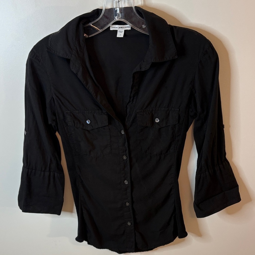 James Perse Black Button-Down Shirt - Picture 3 of 9
